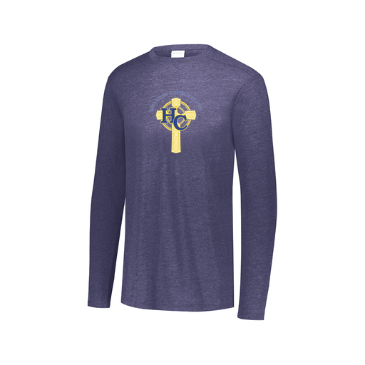 [3075.U22.XS-LOGO2] Decker Men's Tri-Blend T-Shirt - Long Sleeve (Adult XS, Navy, Logo 2)